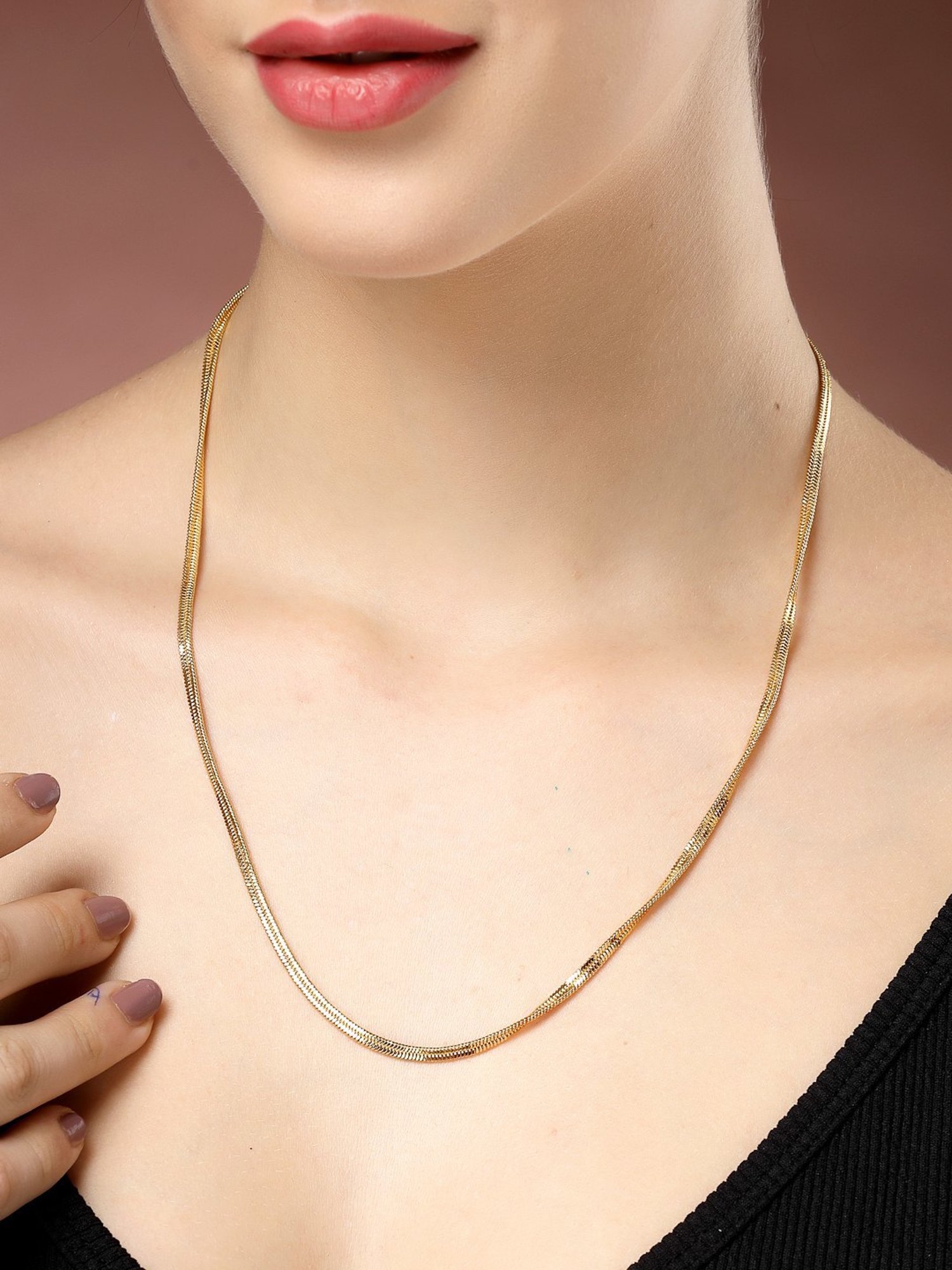 Buy NVR Women's Gold-Plated Minimal Chain Online At Best Price