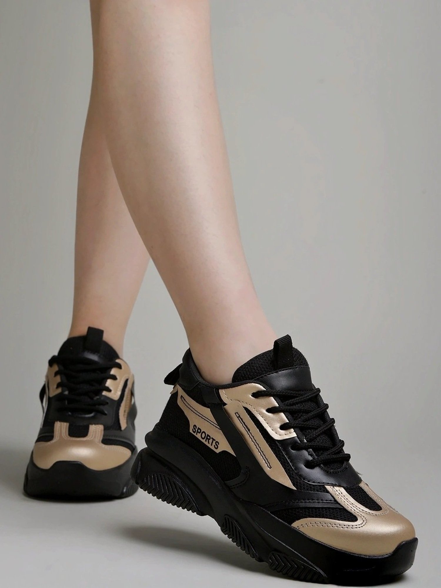 Buy Shoetopia Women s Black Gold Sneakers for Women at Best Price Tata CLiQ