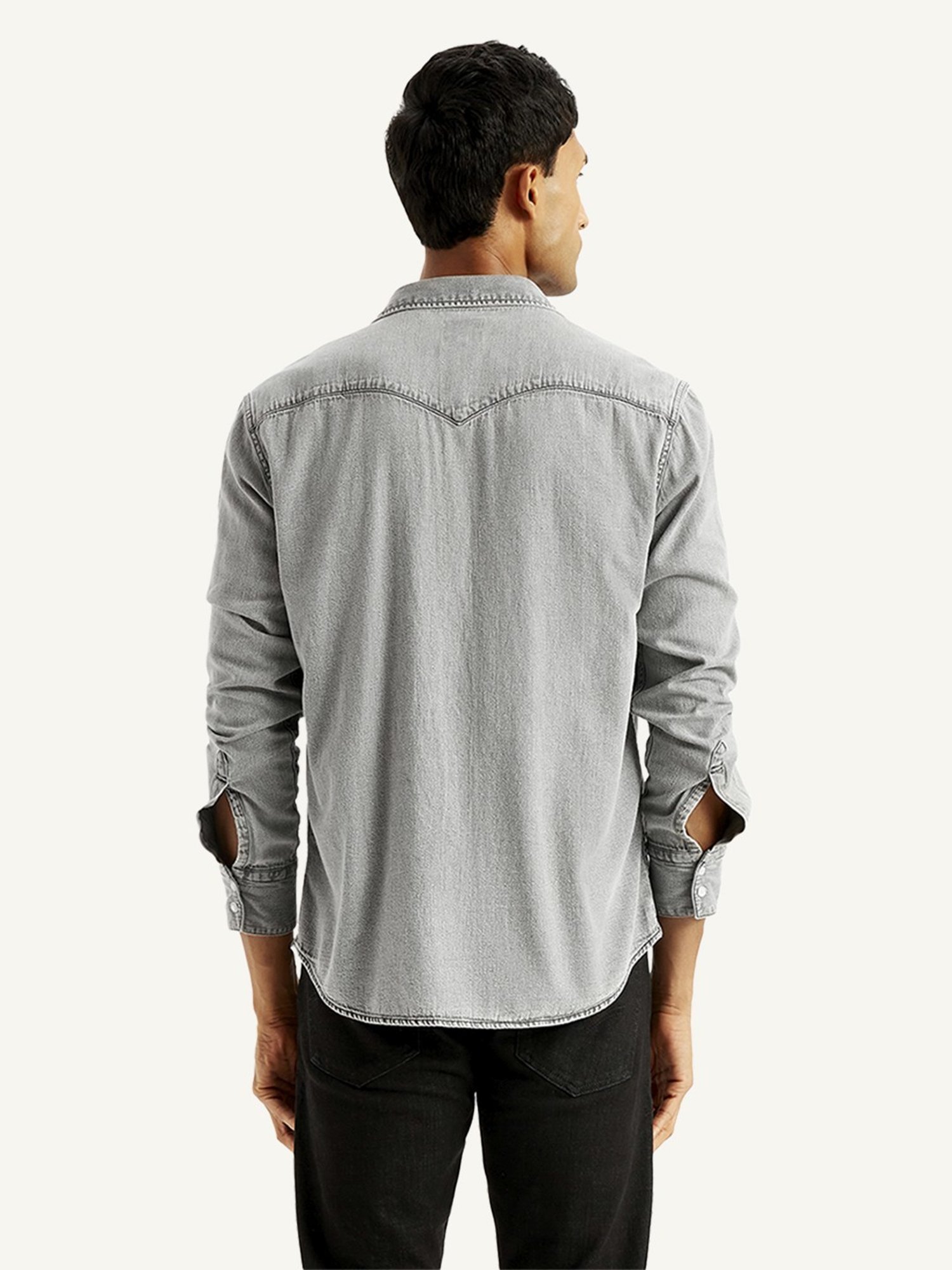 Levi's Grey Cotton Slim Fit Denim Shirt
