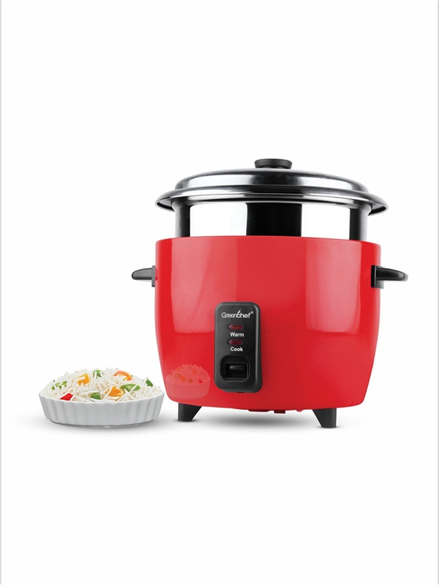 Greenchef Rice Cooker 1.8L with Stainless Steel Bowl Red