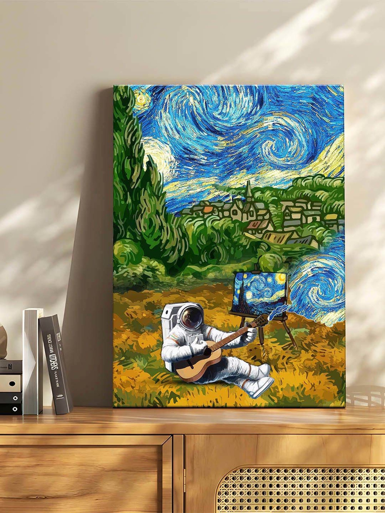 アルチザンハウス ウォールアート C.Jere/GRAVITY Buy Art Street Green & Blue Astronaut With Violin Graffiti