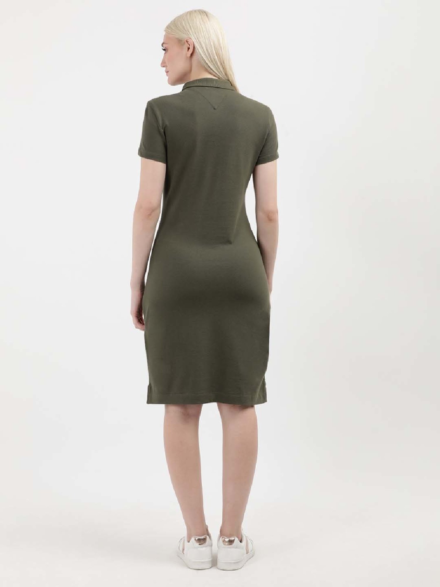 tommy hilfiger olive green dress Tommy Hilfiger GOLD-TONE BUTTON BELTED MINI FLARE DRESS - Shirt dress - mediterranean olive/olive