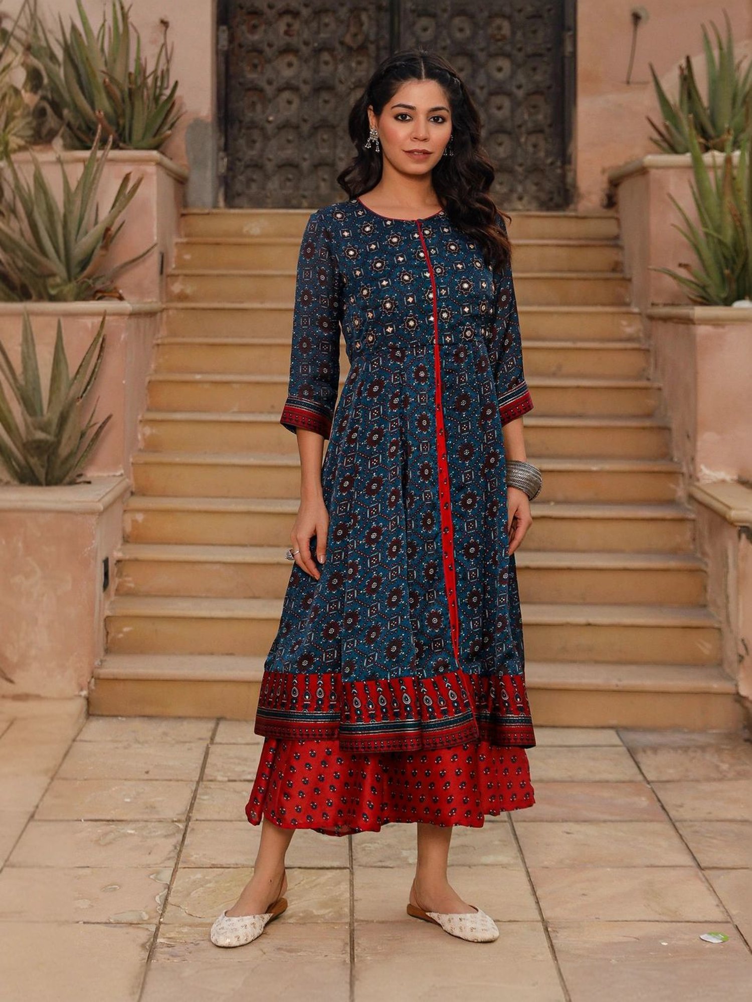 Juniper Blue Embellished A-Line Dress