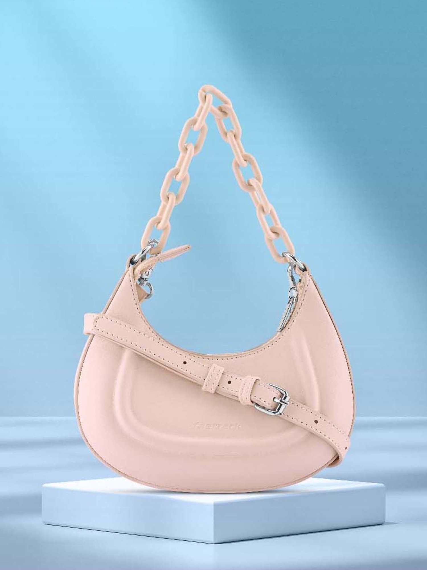 Buy Fastrack Pink Solid Medium Sling Handbag For Women At