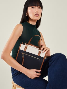 Buy Accessorize London Navy Blue Color Block Handbag For Women At