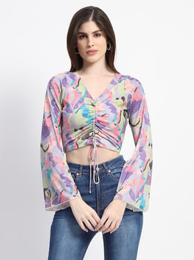 MADAME Lilac Printed Crop Top