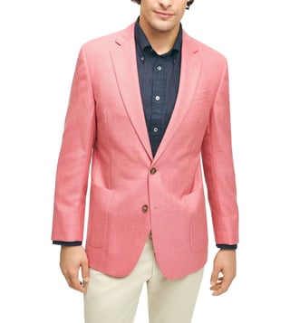 Brooks Brothers Pink Regular Fit Regent Regular Fit Wool Hopsack Sport Coat