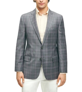 Brooks Brothers Grey Regular Fit Regent Classic Fit Wool Check Sport Coat