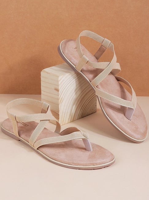 Metro Women's Beige Cross Strap Sandals-picture-26
