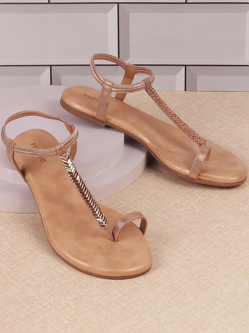 Mochi Women's Rose Gold Toe Ring Sandals-picture-28