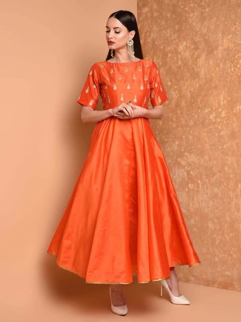 Kaanchie Nanggia Orange Embroidered Full Length Anarkali Kurta-picture-12