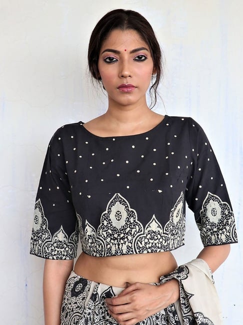 Chidiyaa Black Hand Printed Blouse-picture-32