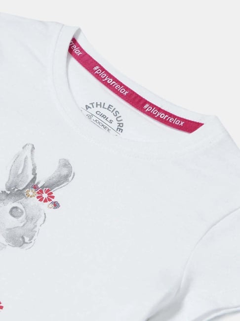 Buy Jockey Kids White Printed T-Shirt for Girls Clothing Online