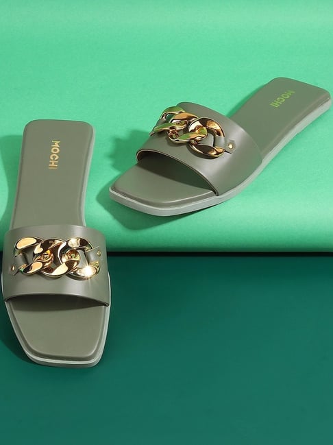 Mochi Women's Olive Green Casual Sandals-picture-27
