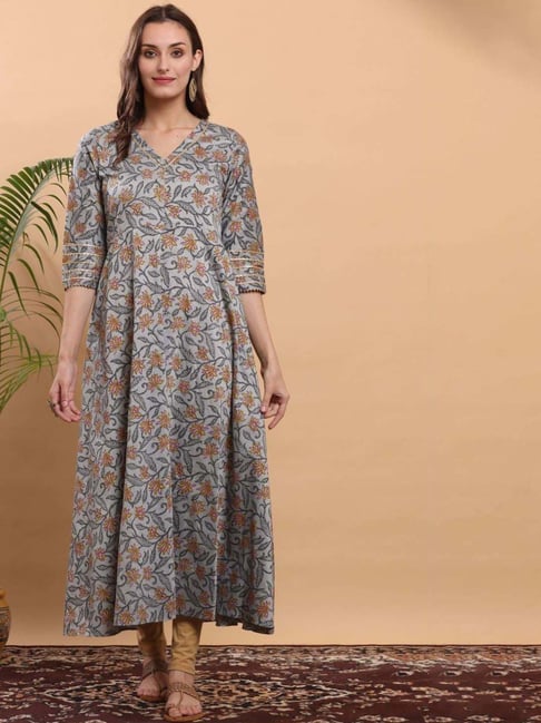 Kaanchie Nanggia Dark Grey Block Printed Anarkali-picture-35
