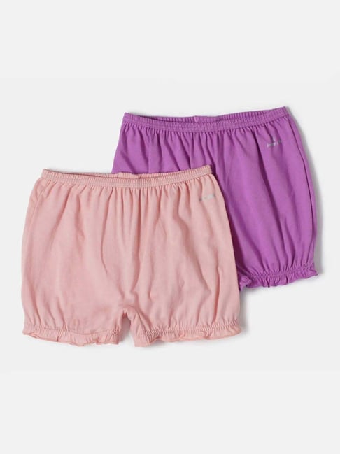 Jockey Kids Pink Purple Cotton Regular Fit Bloomers (Pack of 2)