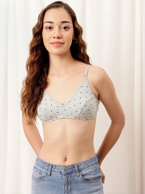 Clovia Grey Cotton Printed Half Coverage Plunge Bra-picture-21