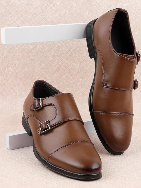 Mochi Men's Tan Monk Shoes