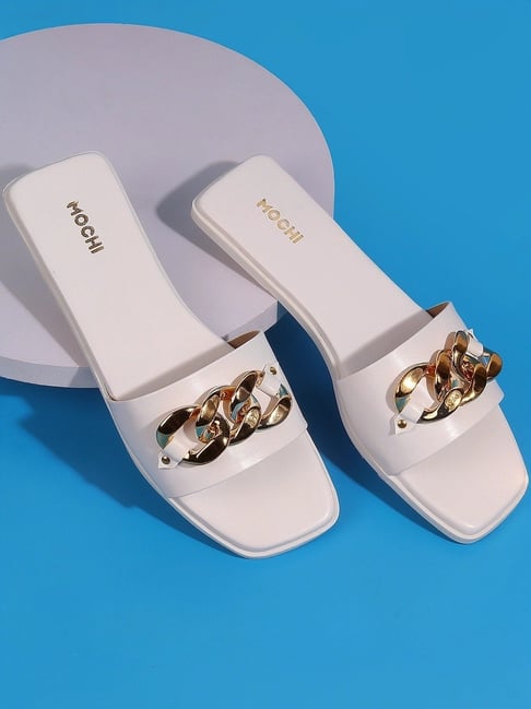 Mochi Women's White Casual Sandals