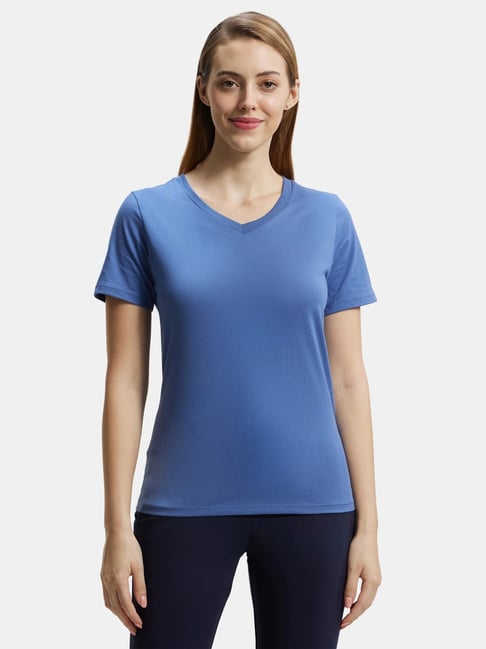 Jockey AW89 Women's Super Combed Cotton Rich Fabric Relaxed Fit V-Neck Half Sleeve T-Shirt