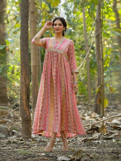 Buy Mul Cotton Printed Panelled Ethnic Dress for Women Online @ Tata CLiQ  Luxury
