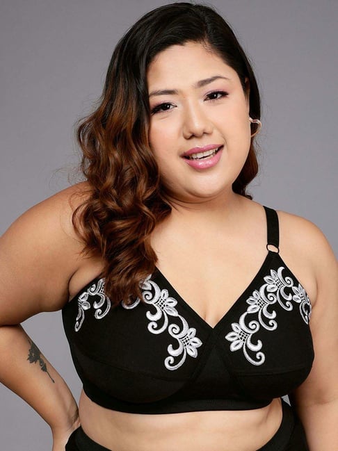 Clovia Store Delhi Buy Clovia Black Cotton Embroidered Full