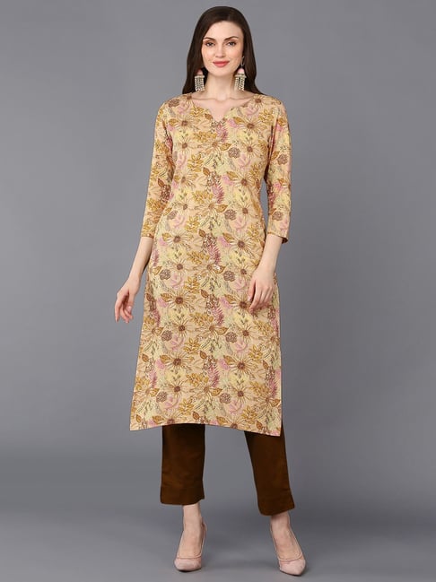 Vaamsi Beige Printed Straight Kurta-picture-11