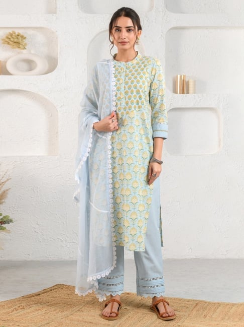 Prakriti Jaipur Blue Lace Kota Dupatta