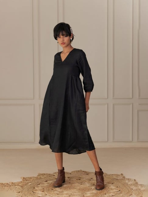 knee length dresses for ladies Linen Kurta Mini Dress main image 1