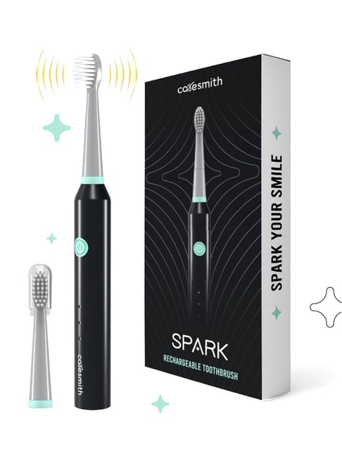 Caresmith Spark Rechargeable Electric Toothbrush with 2 Brush Heads (Black)