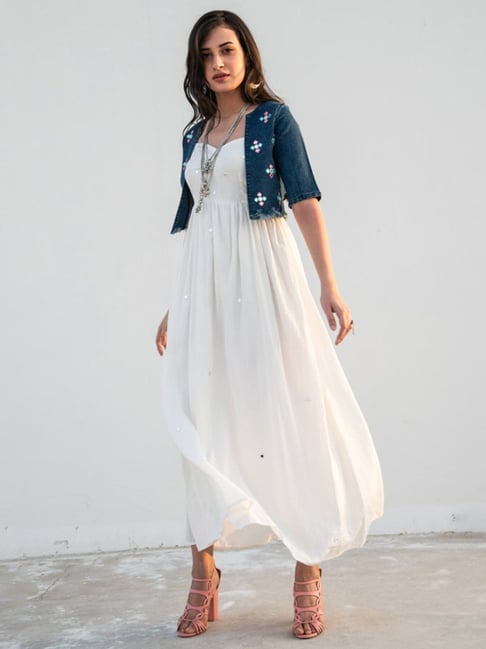 Gulaal White Tannon Long Dress