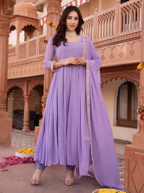 Simple Purple Anarkali Georgette Plain Anarkali Simple Long
