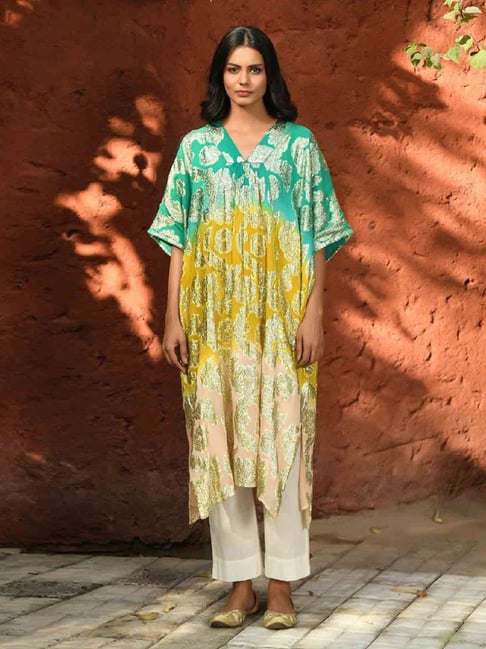 NUHH Multi Jashn Joyous Dip Dye Kaftan Kurta-picture-11