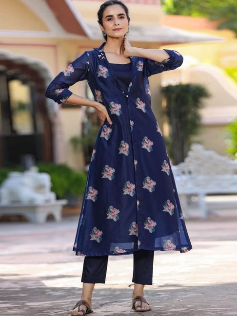 knee length dresses for ladies Libas Art Black Sequinned Georgette Jacket Dress