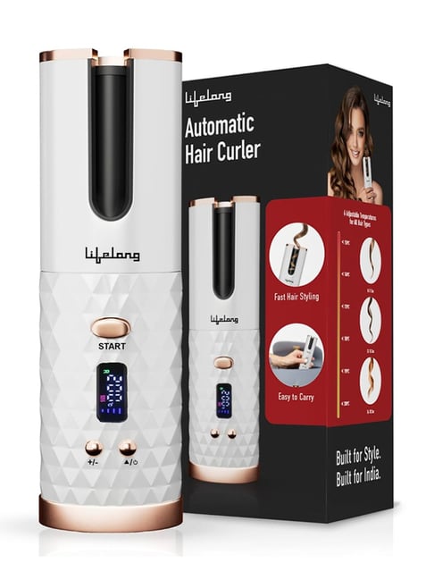 Lifelong LLPCW101 Hair Curler with Quick Heating Rechargeable Cordless Hair Styler (White)