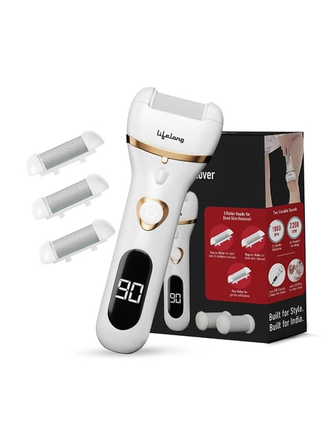 Lifelong LLPCW104 Callus Remover for Feet and Heel with Portable Pedicure Tools (White)