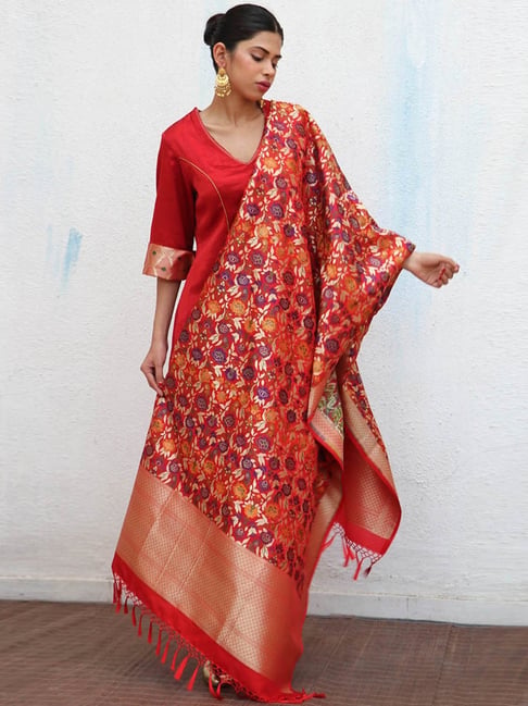 Chidiyaa Sufiyana Uns Handwoven Banarasi Kimkhab Brocade Dupatta