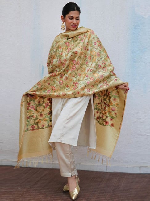 Chidiyaa Sufiyana Akidat Handwoven Banarasi Kimkhab Brocade Dupatta
