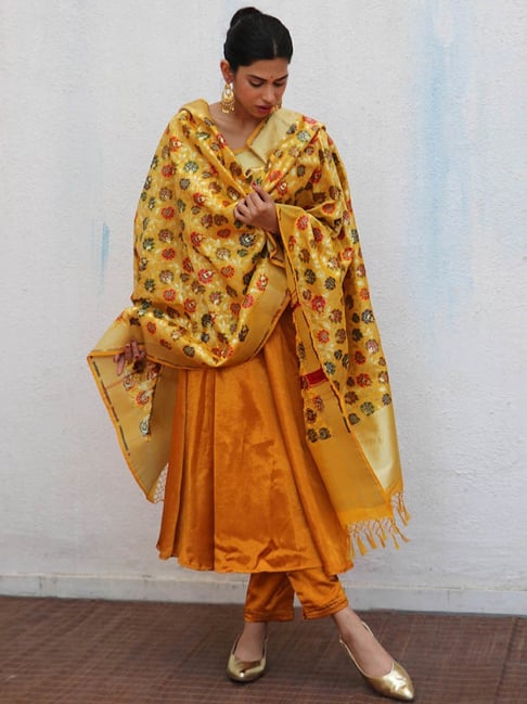 Chidiyaa Sufiyana Ibadat Handwoven Banarasi Kimkhab Brocade Dupatta