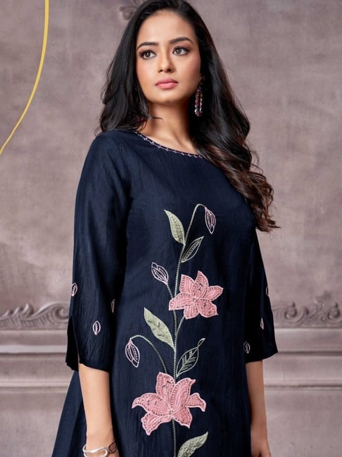 Autumnlane Tuhina Azure Applique Tunic With Pant
