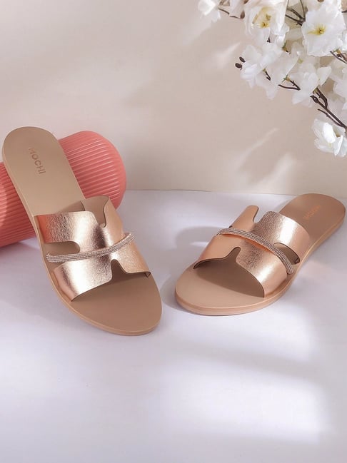 Mochi Womens Sandals Rose Gold Flat Sandals Mochi Thong Sandals