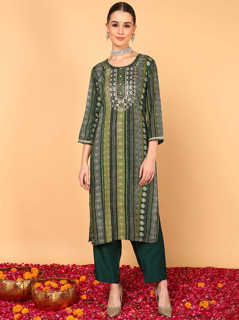 Vaamsi Green Printed Straight Kurta-picture-38