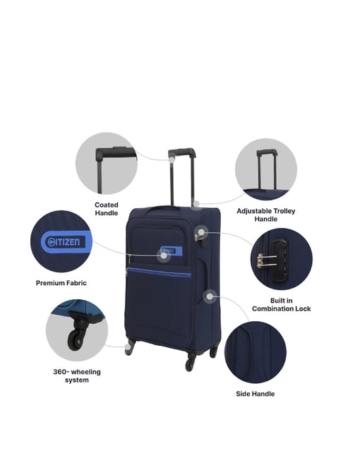 Buy Citizen Journey Pulse Navy Blue Solid Trolley Bag Pack of