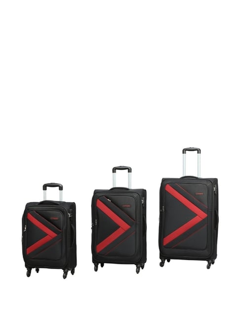 Citizen Arrow Voyage Black Red Color Block Trolley Bag Pack of 3 55 Cms 65 Cms 75 Cms