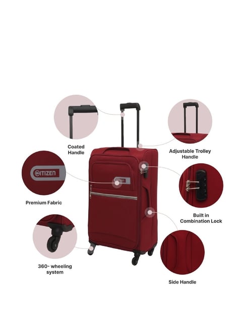 Buy Citizen Journey Pulse Maroon Solid Large Trolley Bag 78 Cms