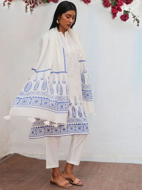 Chidiyaa Bougainvillea Mirasol Blockprinted Cotton Stole