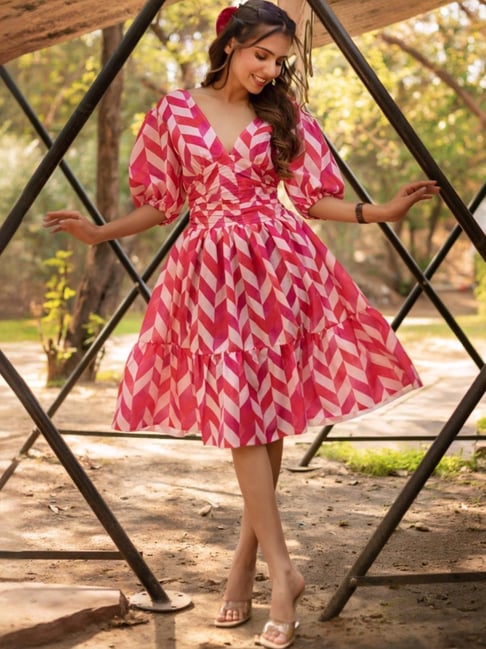 strapless open back dress Pink Zebra Print T-Shirt Dress, Zebra Animal Print Crew Neck Long Tee Shirt  Dress - Made in USA