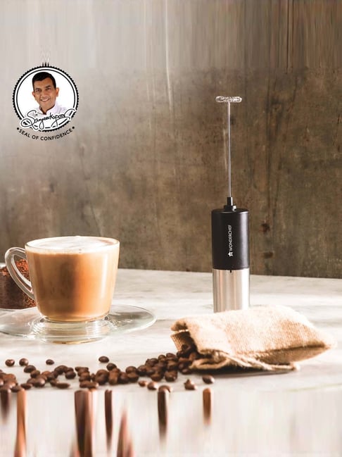 Wonderchef Regalia Milk Frother with 6W Handheld Battery-Operated For  Coffee, Lattes, Shakes,Black