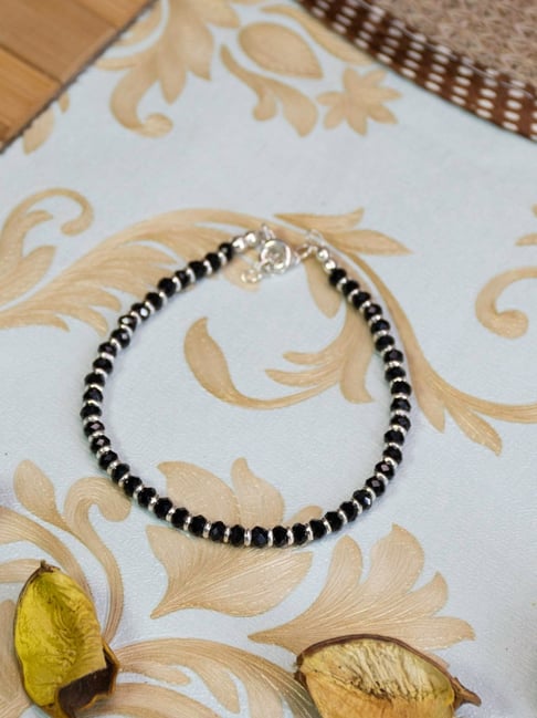 Arte Jewels 925 Sterling Silver Black Beads Bracelet for Women Girls