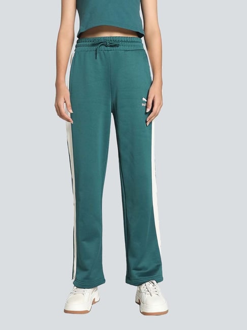 Buy Puma Green Color Block Track Pants for Women Online Tata CLiQ